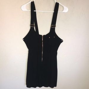 black overall dress